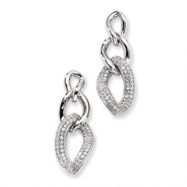 Picture of Sterling Silver & CZ Polished Fancy Dangle Post Earrings