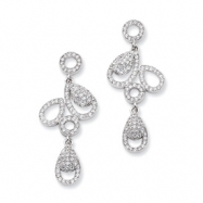 Picture of Sterling Silver & CZ Fancy Dangle Post Earrings