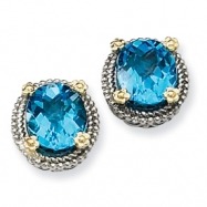 Picture of Sterling Silver w/14k 6.25Swiss Blue Topaz Earrings