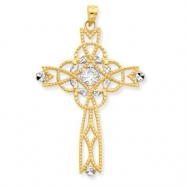 Picture of 14K & Rhodium Beaded Trim Infinity Cross Pendant