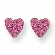 Picture of 14k Pink Crystal Heart Post Earrings