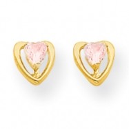 Picture of 14k Heart w/Pink CZ Post Earrings