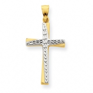 Picture of 14k & Rhodium Diamond-cut Cross Pendant