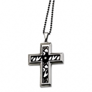 Picture of Stainless Steel Fancy Cross w/ CZ 24in Necklace chain