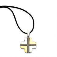 Picture of Stainless Steel Polished w/ Black & Gold-plating Cross Pendant 20in Necklac chain