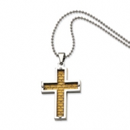 Picture of Stainless Steel Polished & Gold-plated Cross Pendant 22in Necklace chain