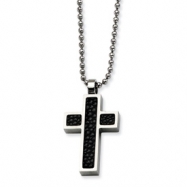 Picture of Stainless Steel Black Stingray Cross Pendant 24in Necklace chain