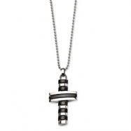 Picture of Stainless Steel IP Black Plated Cross Pendant 18in Necklace chain