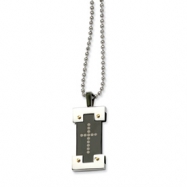 Picture of Stainless Steel Polished & Black-plated w/ Cross Pendant 22in Necklace chain