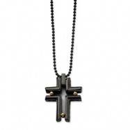 Picture of Stainless Steel IPG 24K and IP Black plating Cross 22in Necklace chain