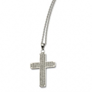 Picture of Stainless Steel Satin w/ CZs Cross Pendant 22in Necklace chain