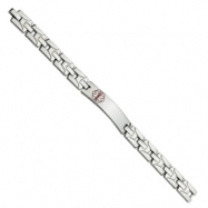 Picture of Stainless Steel Satin & Polished Red Enamel 8in Medical Bracelet