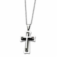 Picture of Stainless Steel Black Acrylic & Polished Cross Pendant  24 in. Necklace chain