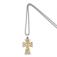 Picture of Stainless Steel 14k Gold Cross Pendant 22in Necklace chain