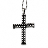 Picture of Stainless Steel Black Plated Cross Pendant  22in Necklace chain