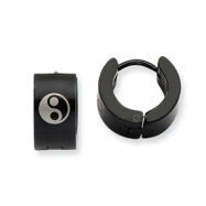 Picture of Stainless Steel Yin Yang Black Plated Hinged Hoop Earrings