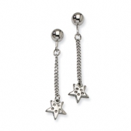 Picture of Stainless Steel Polished Star w/ CZs Post Dangle Earrings