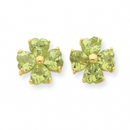 Picture of 14k Heart Peridot Flower Post Earrings