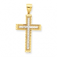 Picture of 10k & Rhodium Diamond-Cut Cross Pendant