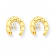 Picture of 14k Horseshow w/CZ Post Earrings