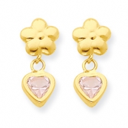 Picture of 14k Flower/Heart w/Pink CZ Post Earrings