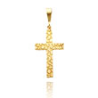 14K Yellow Gold Nugget Style Cross Pendant