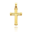 14K Yellow Gold Hollow Ribbed Cross Pendant