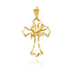 14K Yellow Gold Open Cross with Dove Pendant