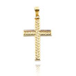 14K Yellow Gold Wavy Pattern Cross Pendant