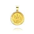 14K Yellow Gold Round Saint Christopher Medal