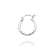 14K White Gold 2x10mm Diamond Cut Round Tube Hoops