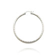 14K White Gold 2x35mm Diamond Cut Round Tube Hoops