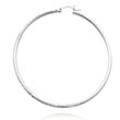 14K White Gold 2x55mm Diamond Cut Round Tube Hoops