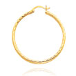 14K Yellow Gold 2x30mm Diamond Cut Round Tube Hoops