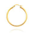 14K Yellow Gold 2x25mm Diamond Cut Round Tube Hoops