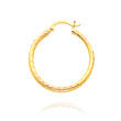 14K Yellow Gold 2x20mm Diamond Cut Round Tube Hoops