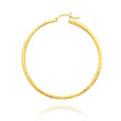 14K Yellow Gold 2x40mm Diamond Cut Round Tube Hoops