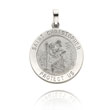 14K White Gold Round Saint Christopher Medal