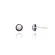 14K White Gold Polished & Diamond-Cut Half Ball Post Earrings