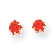 14K Gold  4mm Synthetic Ruby  Screwback Earrings