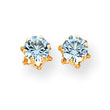 14K Gold 5mm Synthetic Aquamarine Earrings