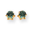 14K Gold 5mm Synthetic Emerald Earrings