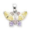 Sterling Silver Multi-Color CZ Butterfly Pendant