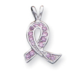 Sterling Silver Pink CZ Ribbon Pendant