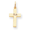 14K Gold  Small Diamond-cut Cross Pendant