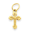 14K Gold  Tiny Budded Cross Charm