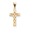 14K Gold  Polished Panther Style Cross Pendant