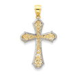 14K Gold & Rhodium Filigree Cross Pendant