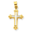 14K Gold & Rhodium Hollow Cross Pendant