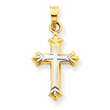 14K Gold & Rhodium Hollow Cross Charm